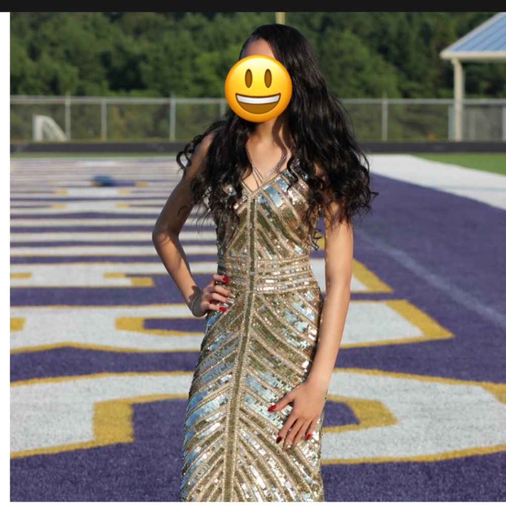 Gold, sequin formal dress